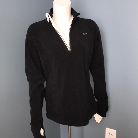 Nike Black Fleece Quarter Zip Pullover Jacket Med - Picture 1 of 7